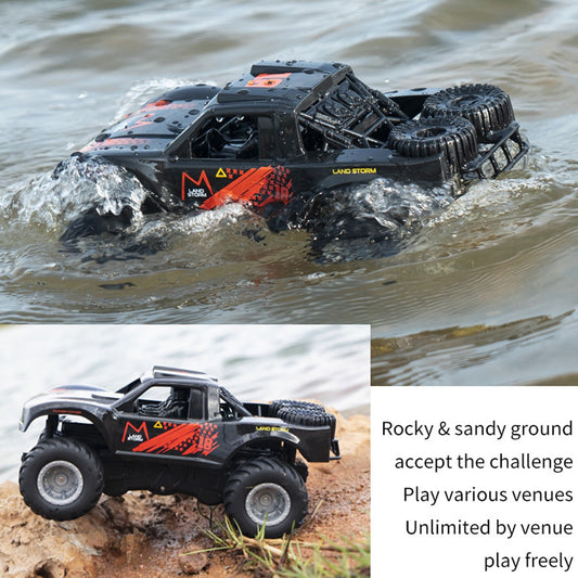 Amphibious Remote Control Car Truck Toys, 1:16 All Terrain 4WD Off-Road RC Car Waterproof, RC Monster Truck for Boys/Girls, Kids Pool Toys Gifts,Red Color 2 Batteries