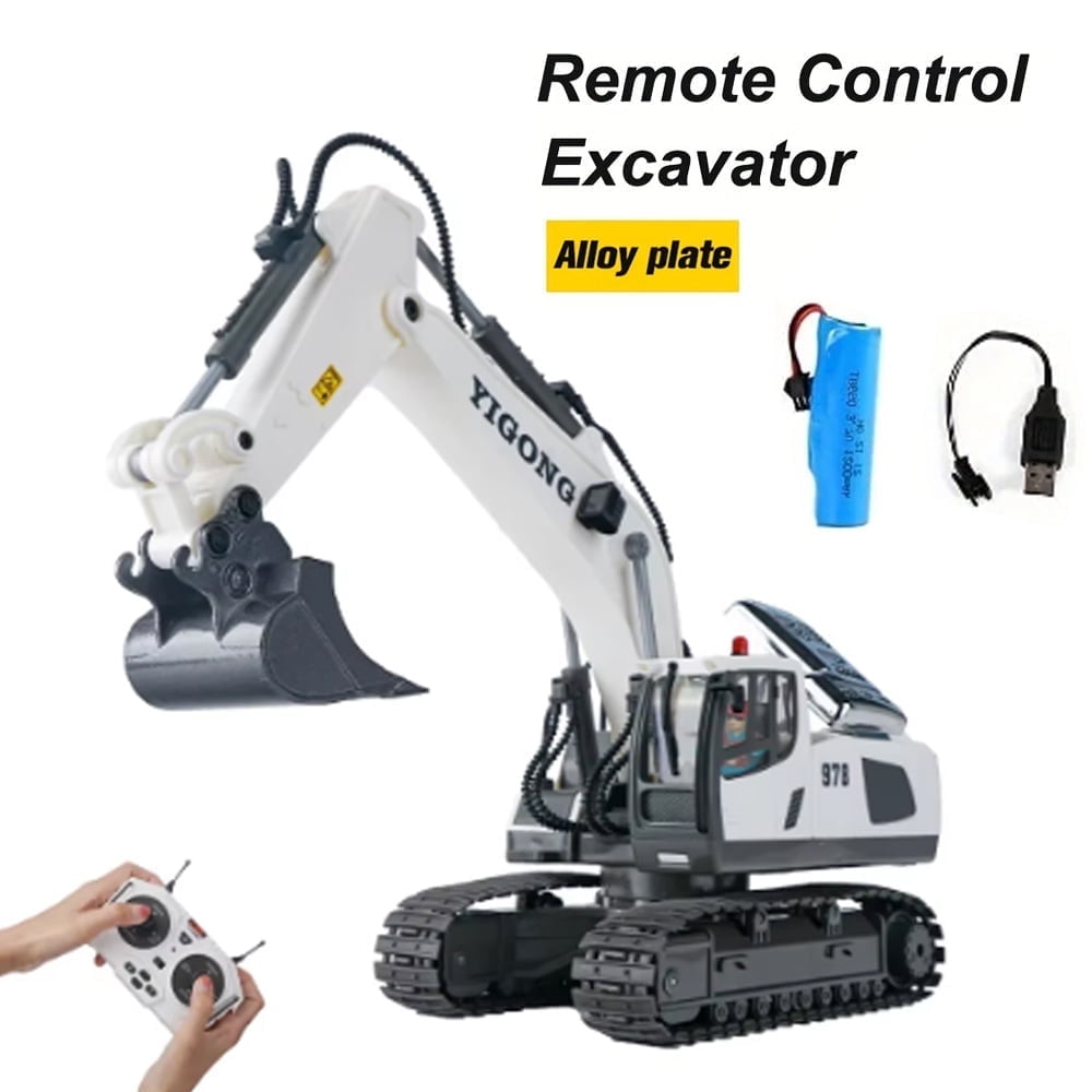 1:20 Remote Control Excavator,11 Channel RC Construction Vehicles Toys,2.4Ghz 680° Rotation Sand Digger Truck with Metal Shovel ,for Boys Kids Age 6+ Year Old