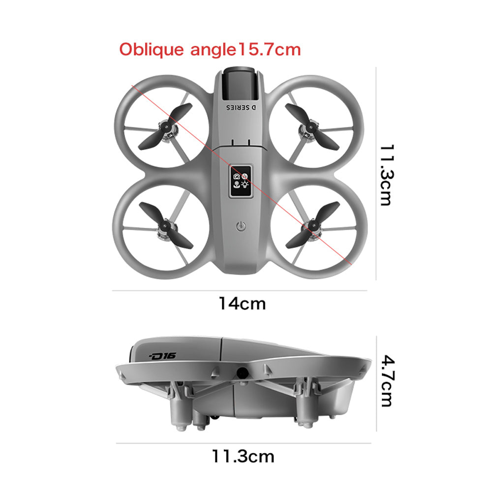 D16 Mini RC Drone,8K HD 180 ° Remote Control Dual Camera Aircraft ,360° Obstacle Avoidance,Optical Flow Hover,WiFi Quadcopter Gift Toys for Kids Adult