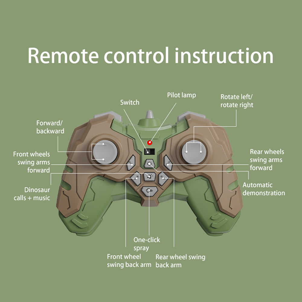 SKYMONSTER TCS17 RC Car,2.4G 8WD Stunt Remote Control Cars with Music Lights and Spray,Rechargeable Dinosaur Monster Truck Toys Kids for Ages 8-13