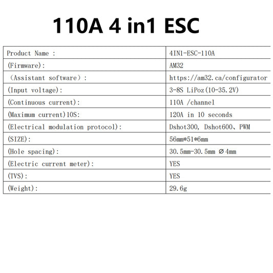 45A 60A 80A 110A 4in1 ESC For RC FPV Racer Drone