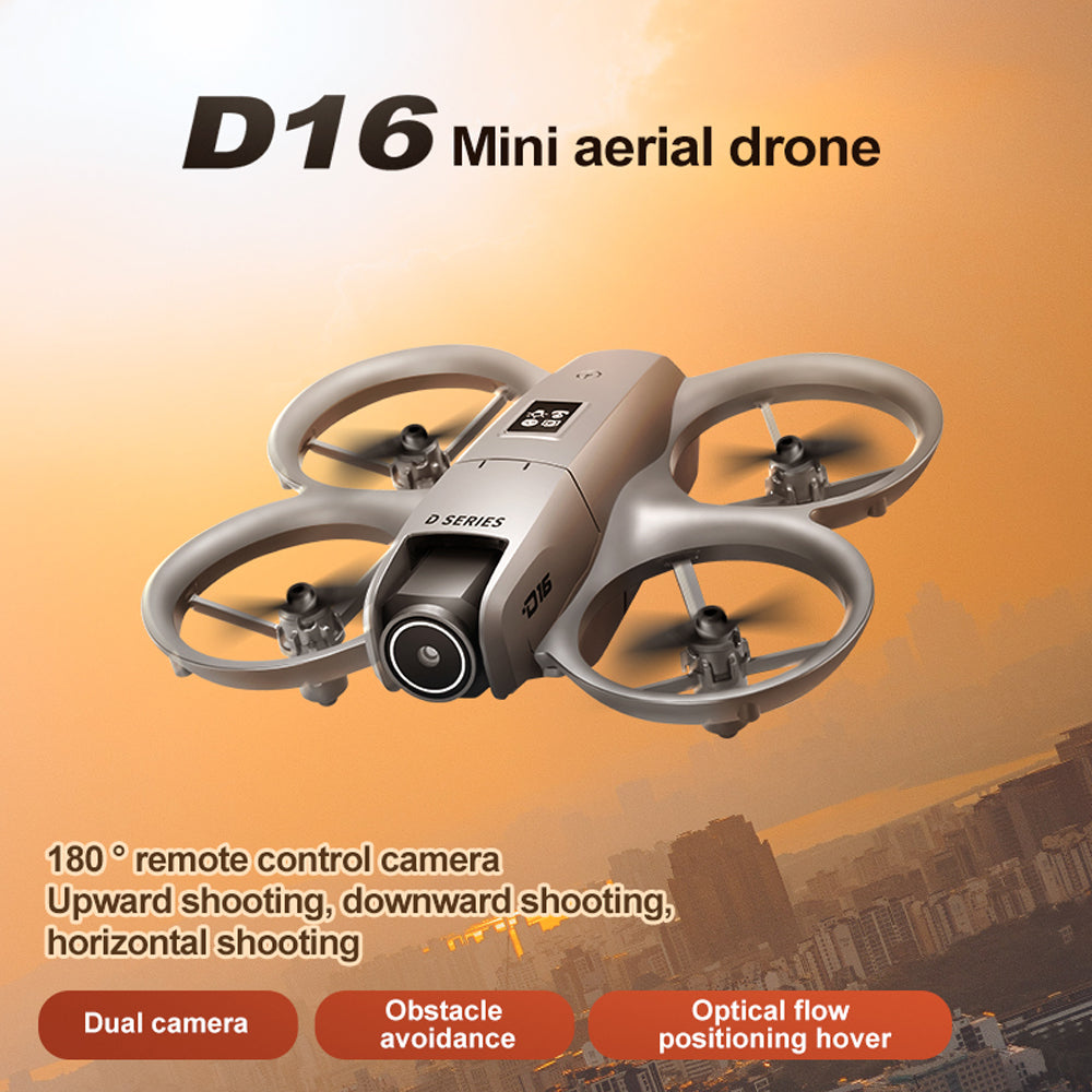 D16 Mini RC Drone,8K HD 180 ° Remote Control Dual Camera Aircraft ,360° Obstacle Avoidance,Optical Flow Hover,WiFi Quadcopter Gift Toys for Kids Adult