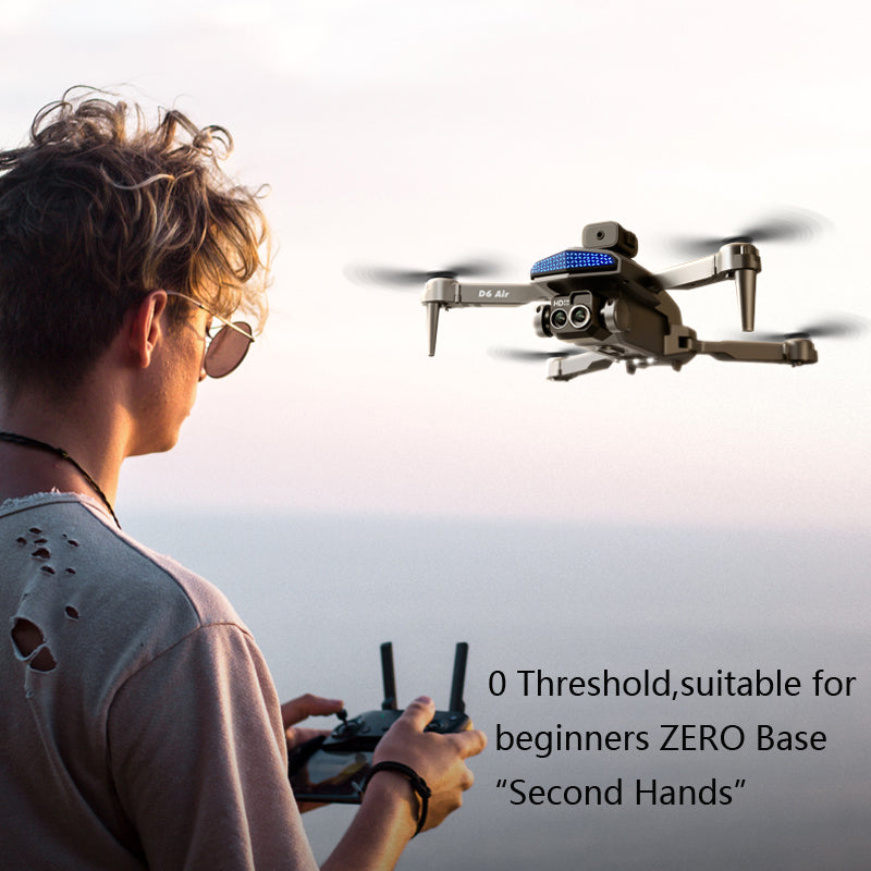 New D6 Air Drone With HD Dual ESC Camera Optical Flow Localization 540 Intelligent Obstacle Avoidance WIFI FPV Headless Mode RC Foldable Quadcopter UAV Toys for Christmas Birthday Gift
