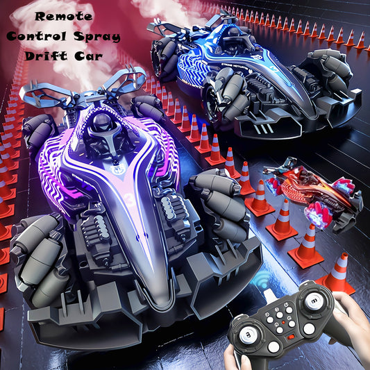 2.4G RC Spray Drift Stunt Car,4WD Racing Car High Speed Vehicle,Dual Gesture Remote Control,4CH Lights Sound,Competitive Toys for Kids Boy Gift
