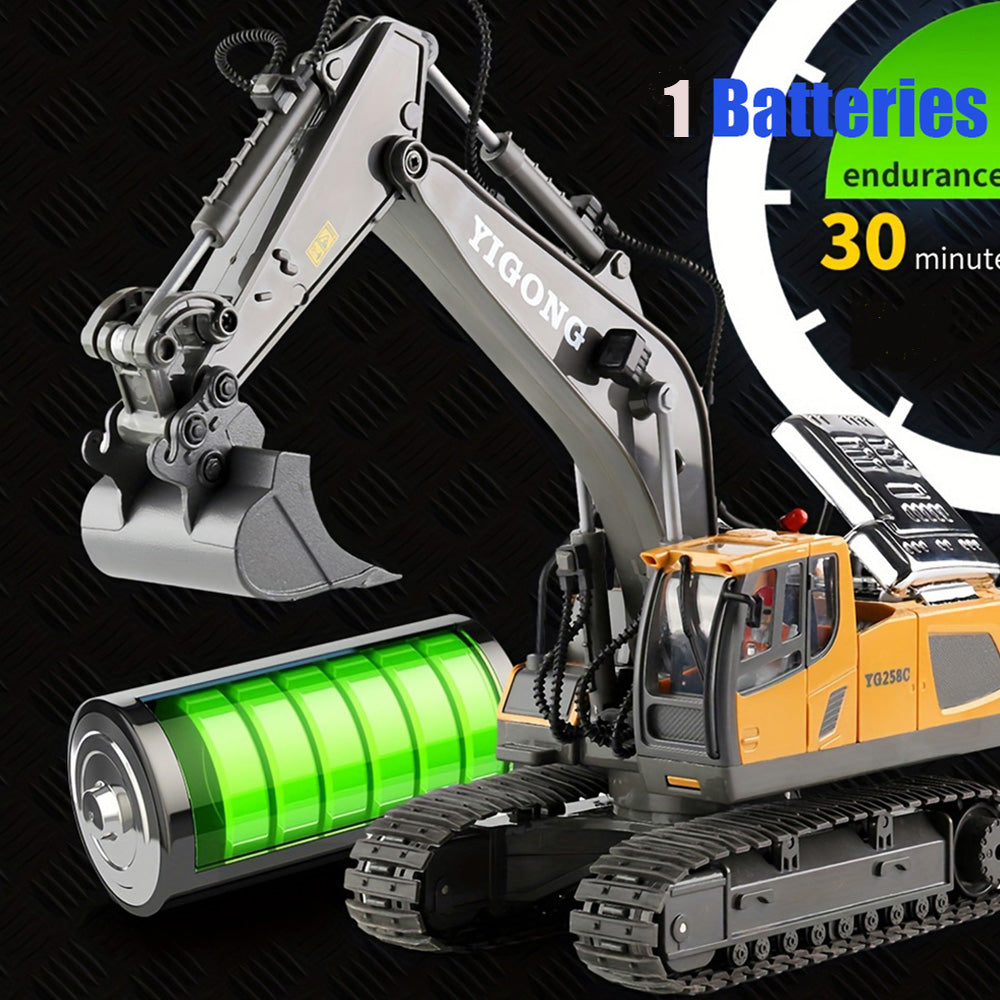 XITZ 1:20 Remote Control Excavator,11 Channel RC Construction Vehicles Toys,2.4Ghz 680° Rotation Sand Digger Truck with Metal Shovel ,for Boys Kids Age 6+ Year Old