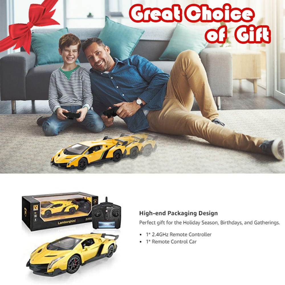 2425S RC Cars - 1:24 Officially Licensed Lambo Veneno, Electric Sport Racing , Car Model Vehicle, for Childers and Adults Toys and Gifts (Yellow)