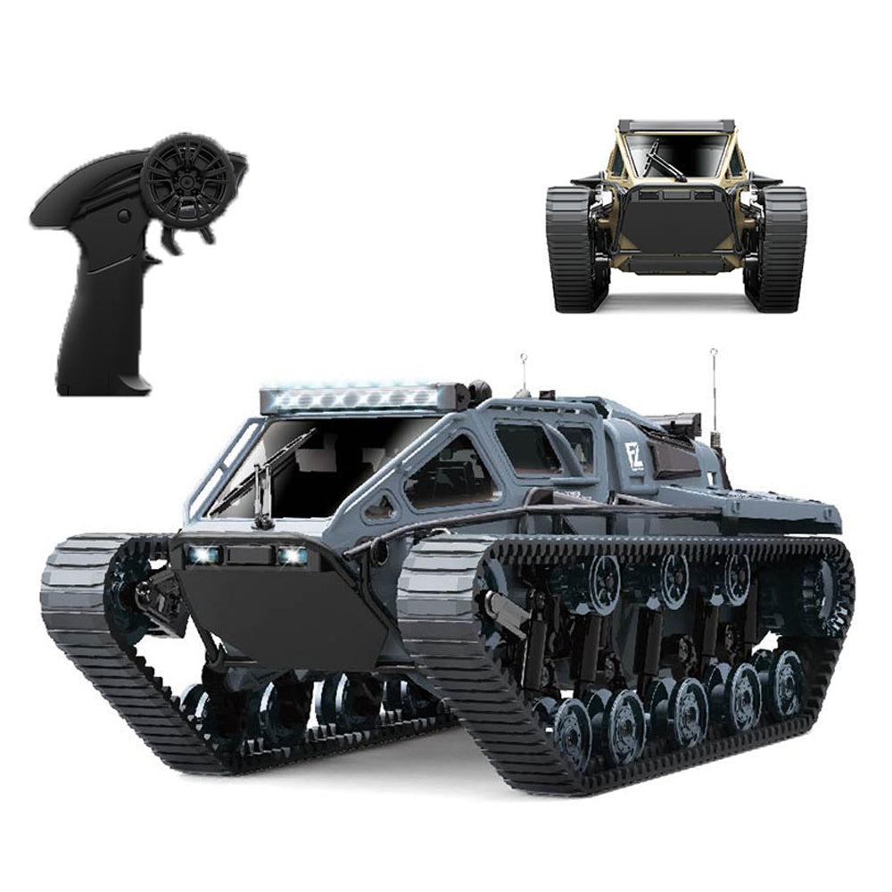 1:16 RC Tank Car,2.4Ghz Remote Control Crawler 10KM/H High Speed Tanks Model,4WD Off-Road 360°Rotating Drifting Vehicle,2 Batteries,Truck Toy for Kids