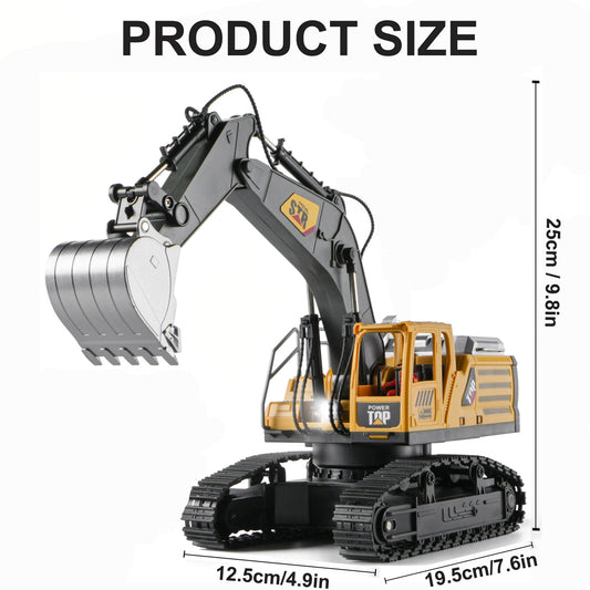 SKYMONSTER Remote Control Excavator for Kids,2.4GHz 14 Channel RC Digger with Lights & Sound,680° Rotating Sand Digging Construction Vehicle Toy,for Age 3+ Boys Girls