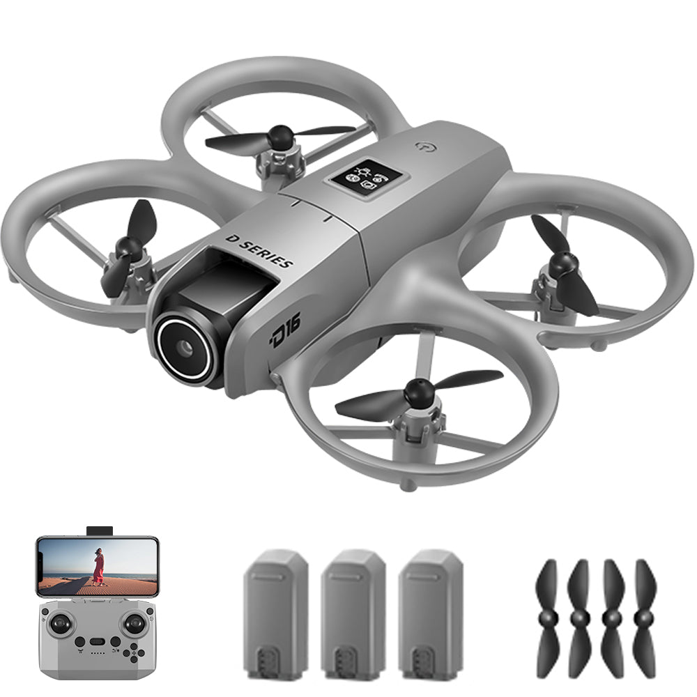 D16 Mini RC Drone,8K HD 180 ° Remote Control Dual Camera Aircraft ,360° Obstacle Avoidance,Optical Flow Hover,WiFi Quadcopter Gift Toys for Kids Adult