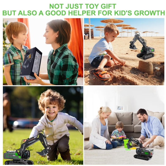 1:20 Remote Control Excavator,11 Channel RC Construction Vehicles Toys,2.4Ghz 680° Rotation Sand Digger Truck with Metal Shovel ,for Boys Kids Age 6+ Year Old