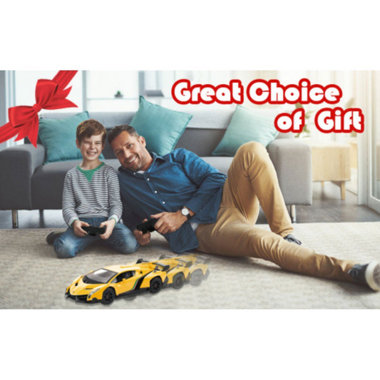 1:24 Scale Officially Licensed RC Series Lambo Veneno, Electric Sport Racing Hobby Toy Car Model Vehicle for Boys and Girls Teens and Adults Gift (Yellow)