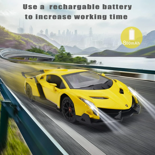 Remote Control Car, 1:14 Scale Lamborghini Veneno Toy Car Officially Licensed Fast Rc Cars with 2 Batteries, 2.4Ghz Model Car for Adults Boys Girls Birthday Ideas Gift Yellow