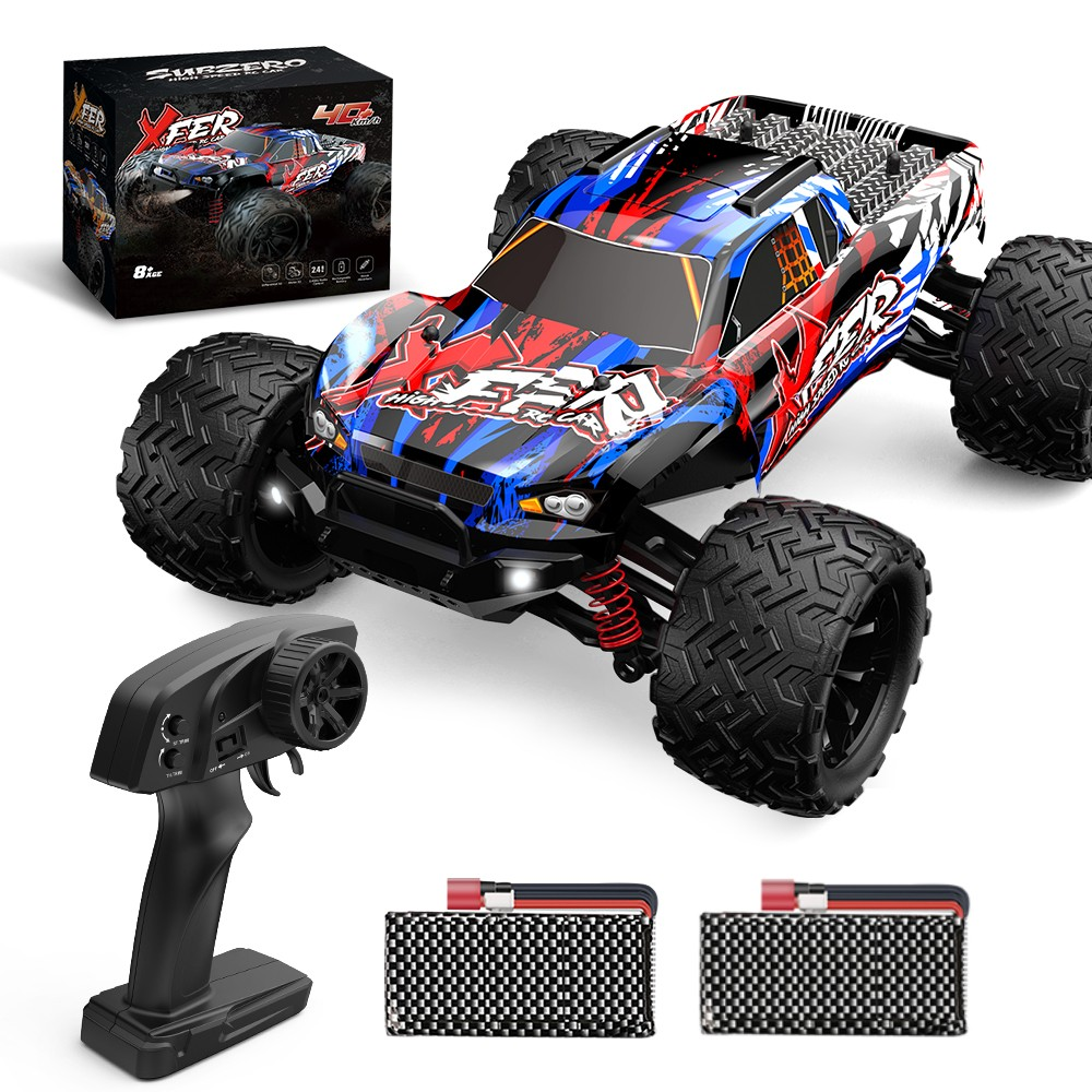 9501E High-Speed RC Car with 2 Batteries, 40km/h Remote Control Car, 1/16 All Terrain 4WD Off-Road Racing Vehicle, Red