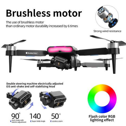 F199 Drone with HD Camera , Brushless Motor ,FPV Foldable RC Drones ,Altitude Hold, Headless Mode, One Key Start, 360° Flips, Boys and Girls Toys, for Adults and Kids Gifts ,2 Battery, Black