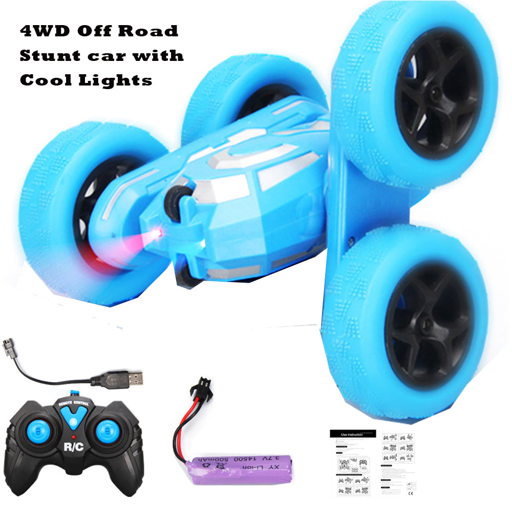 XITZ RC Stunt Car for Kids,4WD Off-Road Vehicle with Cool Lights 2.4Ghz Double Sided Remote Control Cars Gift Toy for for Boys Girls Age 3+