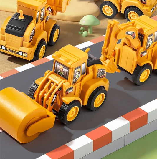 TZDZRC 4pcs Engineering Vehicle Model Press Sliding Car Excavator Bulldozer Children Educational Construction Vehicle Toy Kids Boy Gift