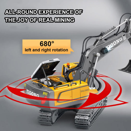 SKYMONSTER 1:20 Remote Control Excavator,11 Channel RC Construction Vehicles Toys,2.4Ghz Sand Digger Truck with Metal Shovel 680° Rotation,for Boys Kids Age 6+ Year Old