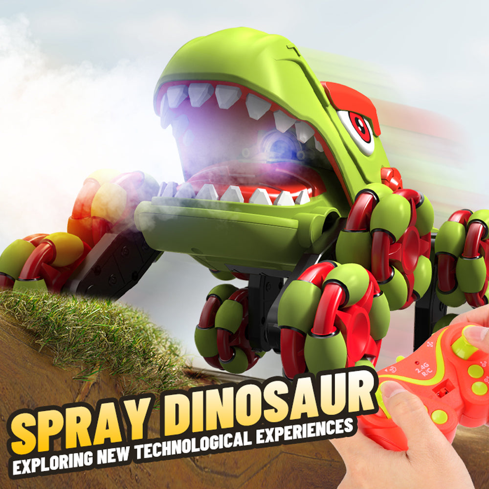 XITZ Remote Control Dinosaur Car,2.4G Stunt Vehicle with Spray,Cool LED Lights& Sound,360° Rotation Drifting RC Monster Trucks Toy Gift for Kids Boys Girls