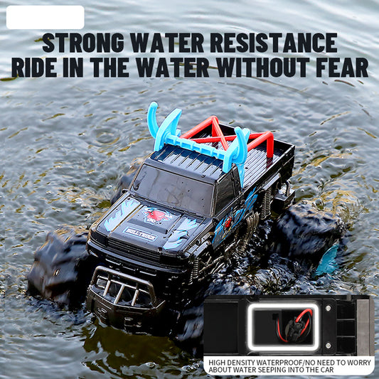 XITZ 4WD Amphibious Off-road Climbing Remote Control Cars,2.4G Desert Pull High Speed Stunt Vehicle,Double-sided Driving Waterproof RC Car for Kids Boy Gift