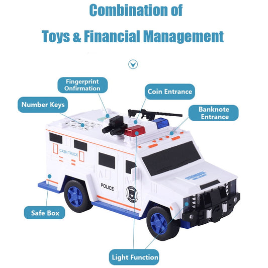 Kids Money Bank,Electronic Piggy Banks,Cool Armored Car Bank With Light,Password Cash Coin Can ATM Bank, Perfect Toy Birthday Christmas Gifts for Boys Girls