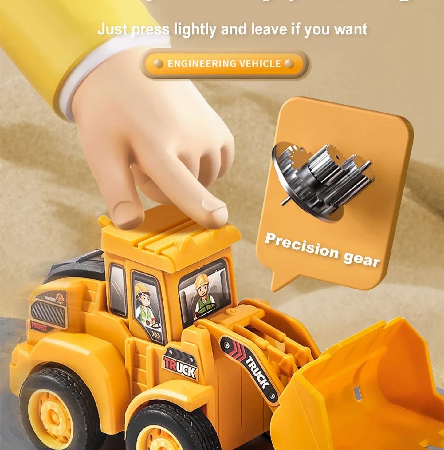 TZDZRC 4pcs Engineering Vehicle Model Press Sliding Car Excavator Bulldozer Children Educational Construction Vehicle Toy Kids Boy Gift