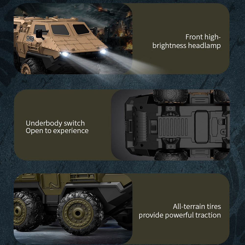 SKYMONSTER 1:16 Military Armored RC Car,6WD 360° Stunt High Speed Army Truck,2.4G Remote Control Climbing Vehicle Toys Gifts for Kids Adult,2 Batteries