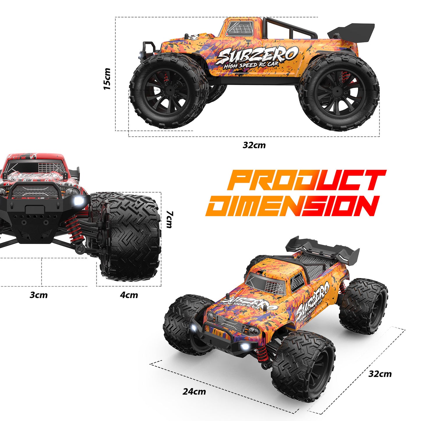 1: 16 Full Scale Off Road Climbing High Speed RC Car, 4WD Waterproof Racing,Drifting Vehicle,2.4GHz Remote Control,1 Batteries,for Adults, Kids, Beginners