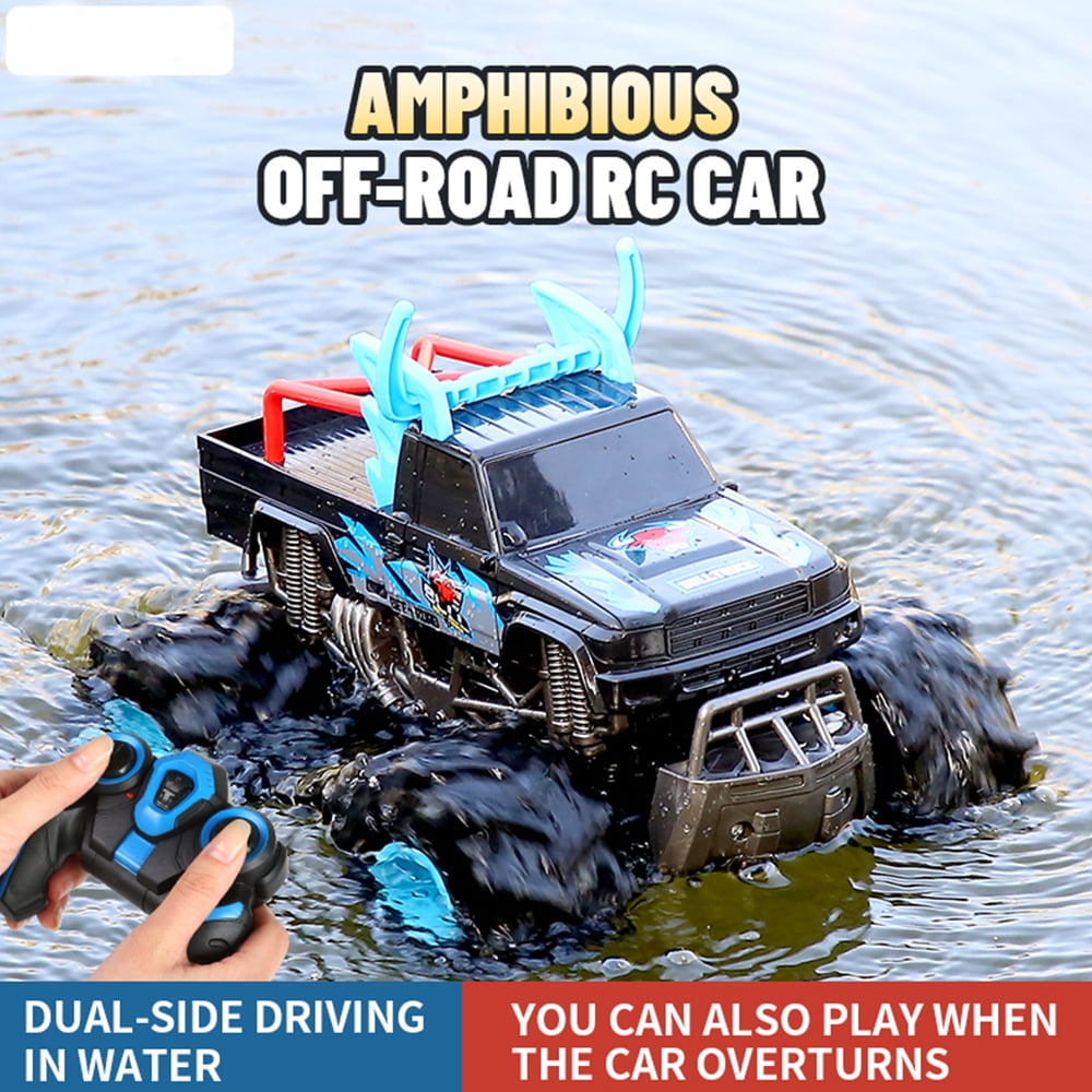 TZDZRC 4WD Amphibious Off-road Climbing Remote Control Cars,2.4G Desert Pull High Speed Stunt Vehicle,Double-sided Driving Waterproof RC Car for Kids Boy Gift