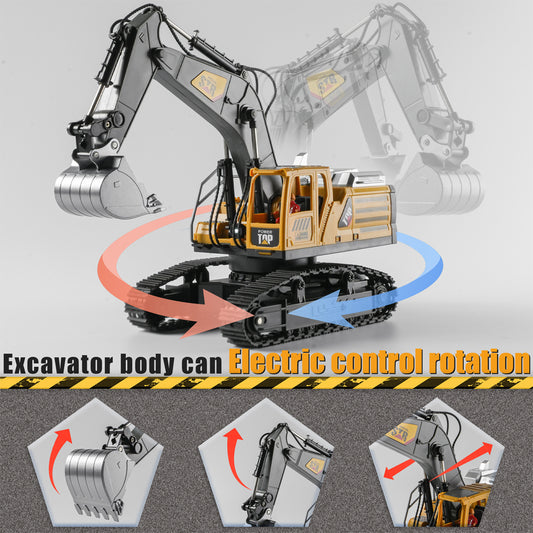 Remote Control Excavator for Kids,2.4GHz 14 Channel RC Digger with Lights & Sound,680° Rotating Sand Digging Construction Vehicle Toy,for Age 3+ Boys Girls