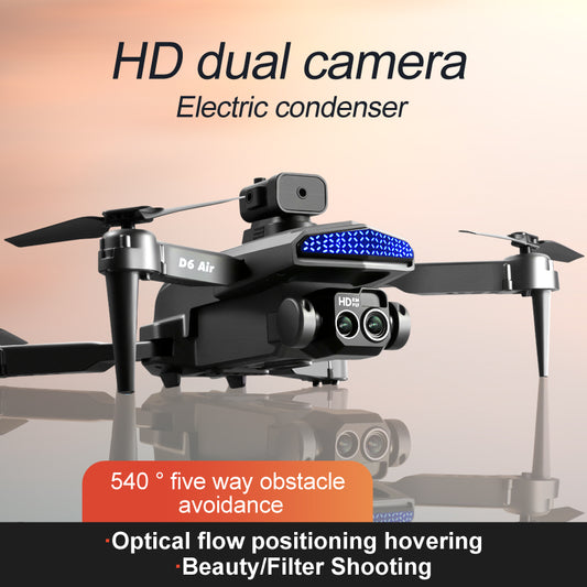 New D6 Air Drone With HD Dual ESC Camera Optical Flow Localization 540 Intelligent Obstacle Avoidance WIFI FPV Headless Mode RC Foldable Quadcopter UAV Toys for Christmas Birthday Gift