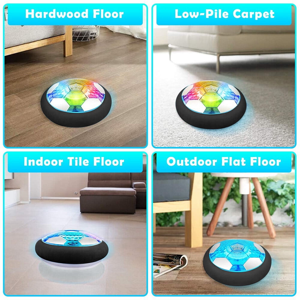 Air Power Hover Ball with LED Light and Foam Bumper Air Floating Soccer Ball Toys Gifts for Kids Indoor Outdoor Toys