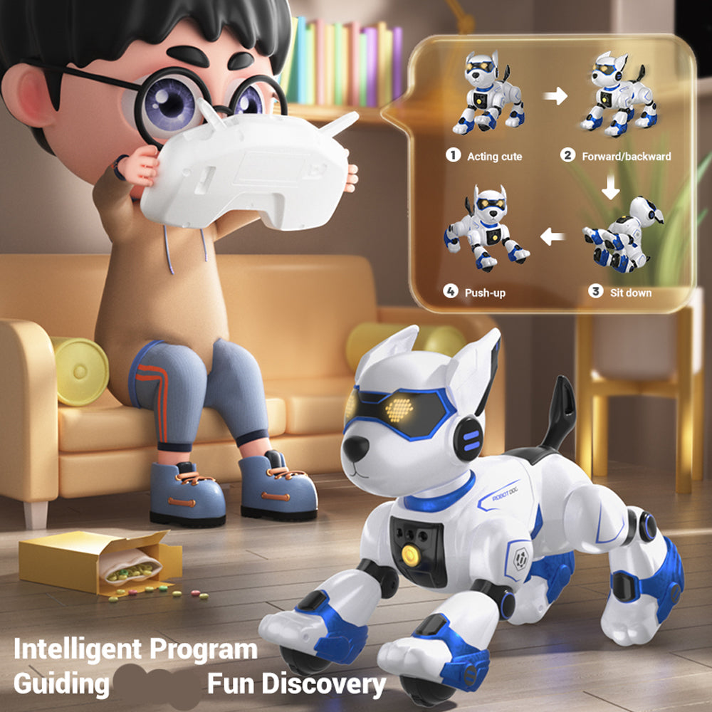 TZDZRC Remote Control Robot Dog Toy for Kids,RC Electronic Funny Intelligent Stunt Dogs,Voice Command Programmable Touch-Sense Music Song,for Boys Girls Birthday Christmas Gift