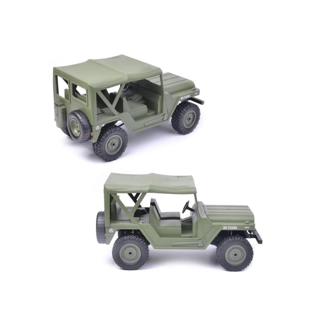 1:14 RC 4WD Off Road Jeep, 2 LED Headlights, 2.4GHz All Terrain, 15+Km/h, 50 Meters RC Distance, 2G 5-Wire Servo, Remote Control Climbing Vehicle, Green