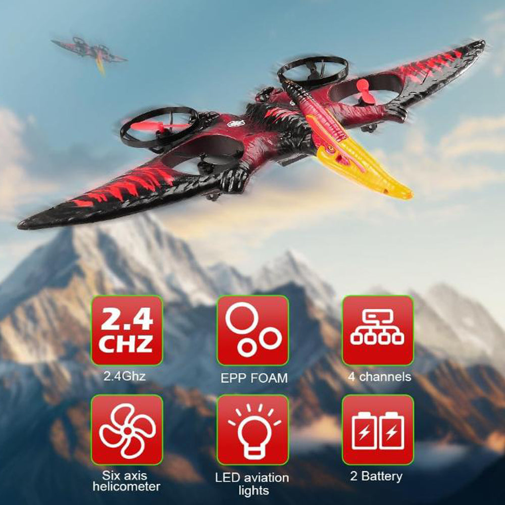 Remote Control Airplane for Adults Plane Dinosaur 2.4G 6-Axis Gyro EPP Foam RC Aircraft One Key Take Off 360 Rotation Easy to Fly Glider Flying Toys for Kids and Beginners