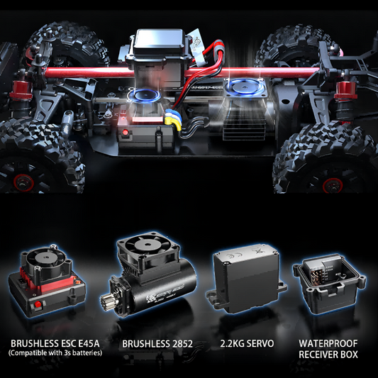 SKYMONSTER 14209 RC Cars 1:14 Mini Brushless High Speed off Road RC Vehicle with LED Light, 45+km/h, 2.4GHz, Fast 4WD, Oil Filled Shocks Remote Control Car for Boys, Christmas Gifts for Adults Kids