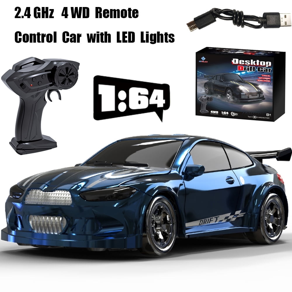 KF20 1:64 Remote Control Car,2.4GHz RC Cars,4WD Drift Mini Racing Model Vehicle Toy with LED Lights for Adults Boys Girls Kids Gift