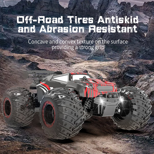 Xitz Q105 Remote Control Car for Kids,1:18 Scale All Terrain RC Truck, RC Car with Led Light and Two Rechargeable Batteries, Monster Truck Off Road Racing Car for Kid and Adult,Red