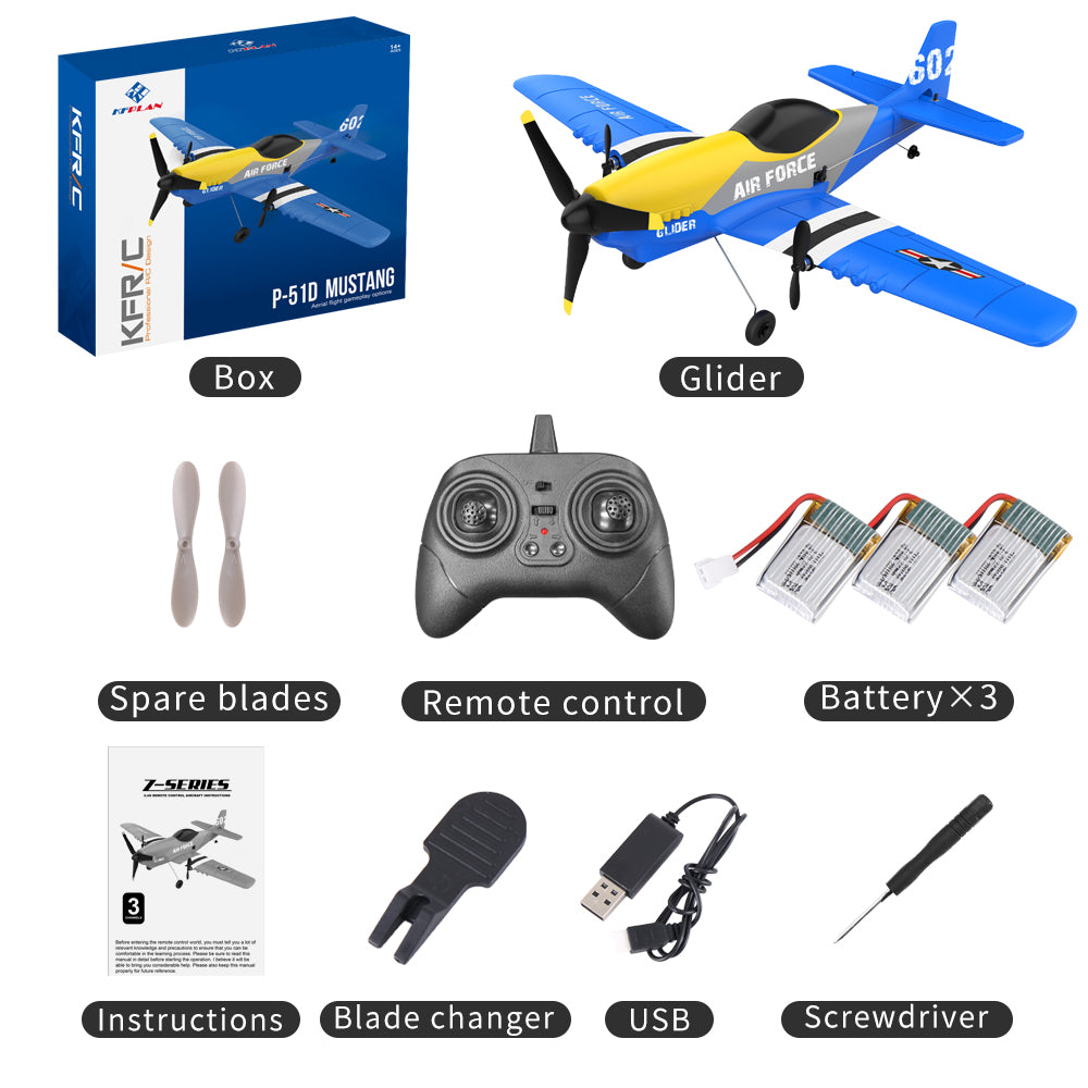 KF602 RC Plane, Two Takeoff Modes, EPP Foam, Intelligent Balance, Gliding Flight, Switching Between High and Low Speeds, Suitable for Beginners, Blue