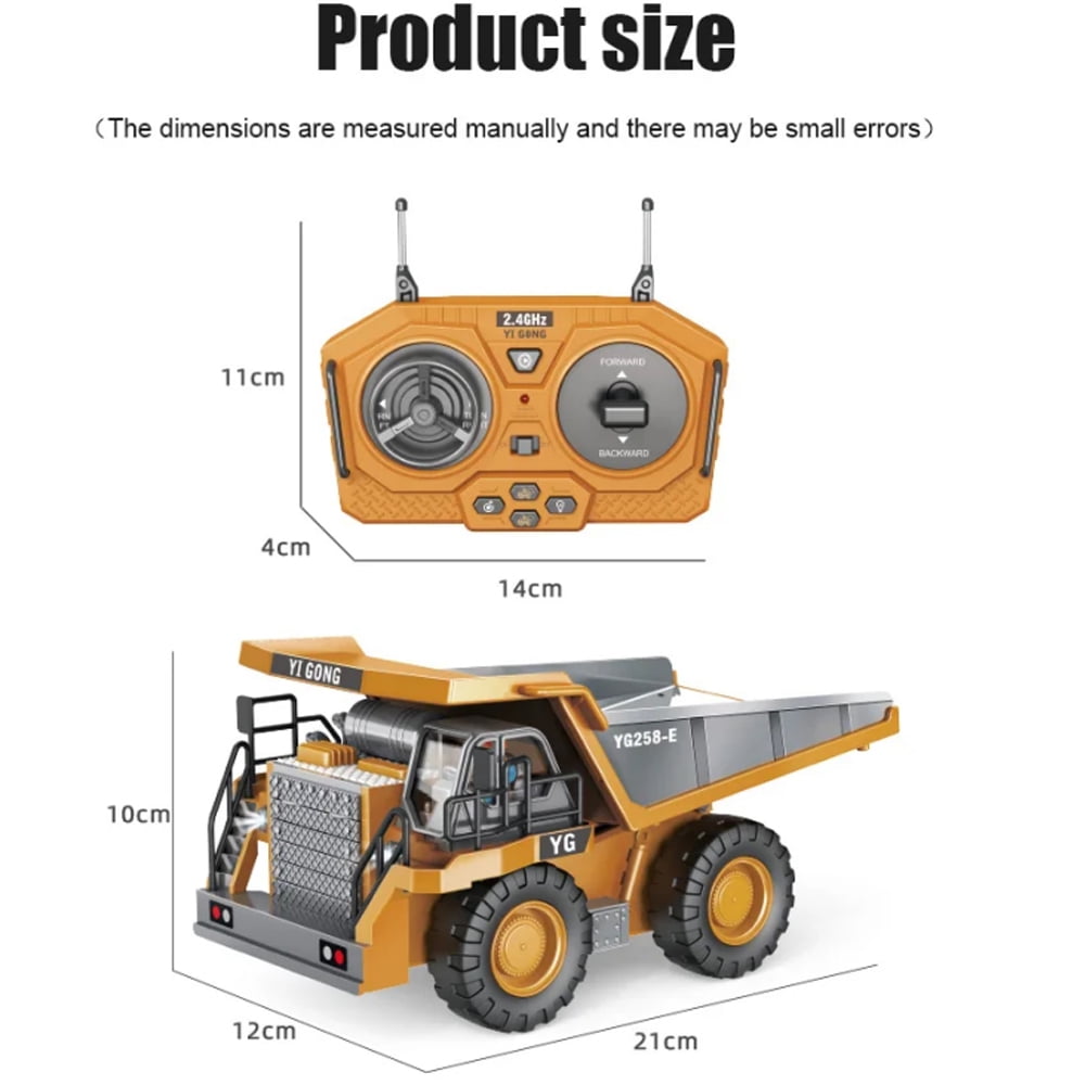 TZDZRC 1047 Children 2.4G, 9CH Remote Control Model Car Toys Dump Truck Vehicle Christmas Birthday Gifts, Battery