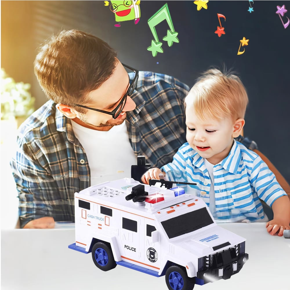 Kids Money Bank,Electronic Piggy Banks,Cool Armored Car Bank With Light,Password Cash Coin Can ATM Bank, Perfect Toy Birthday Christmas Gifts for Boys Girls