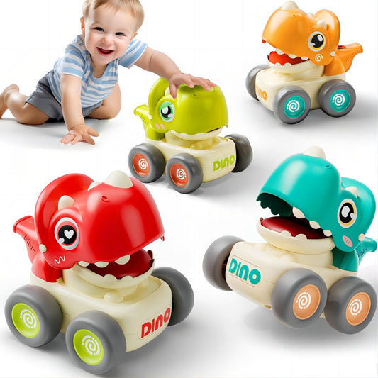 SKYMONSTER Toddler Dinosaur Car Toys for Kids, Press and Go Whistle Truck Educational Toys for Children, 1PC, Red