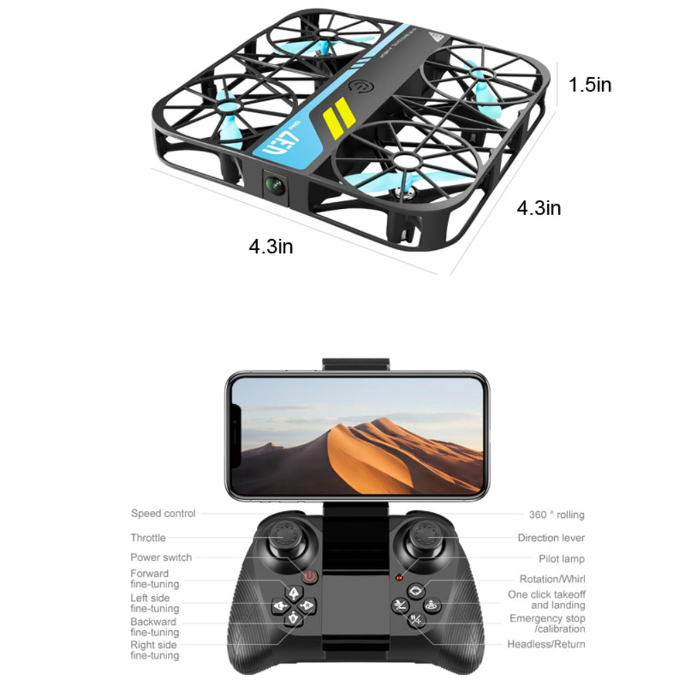 V37 Mini Drones for Kids,RC Drone with Camera,Headless Mode,One key takeoff and landing,Propeller Full Protect,2 Batteries and Remote Control Quadcopter,Easy to fly Kids Gifts Toys for Boys and Girls