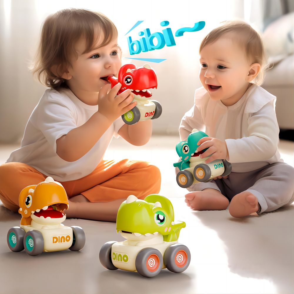 SKYMONSTER Toddler Dinosaur Car Toys for Kids, Press and Go Whistle Truck Educational Toys for Children, 1PC, Blue