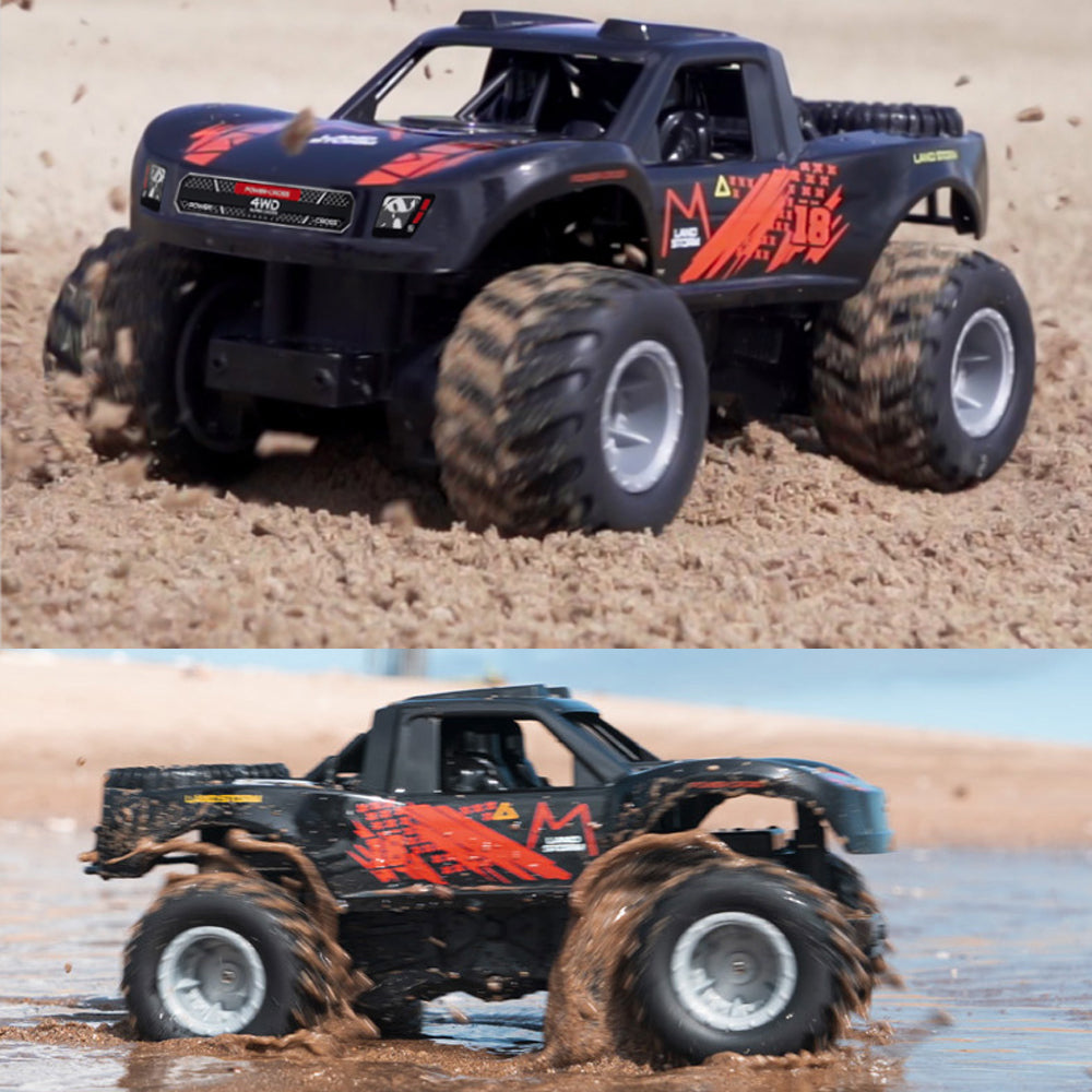 Amphibious Remote Control Car Truck Toys, 1:16 All Terrain 4WD Off-Road RC Car Waterproof, RC Monster Truck for Boys/Girls, Kids Pool Toys Gifts,Red Color 2 Batteries