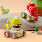 SKYMONSTER Toddler Dinosaur Car Toys for Kids, Press and Go Whistle Truck Educational Toys for Children, 2PC, Green and Red