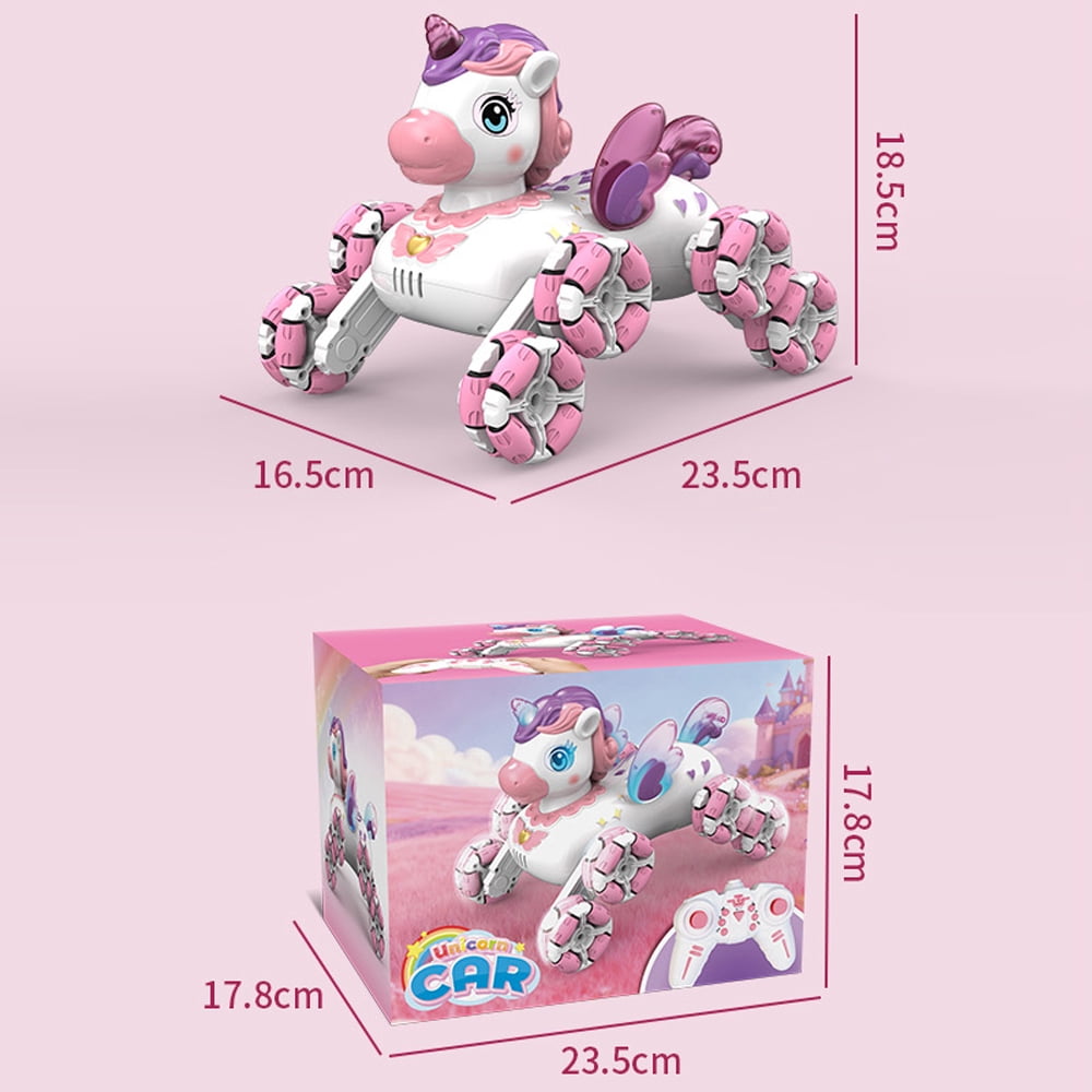 RC Cars Unicorn Remote Control Car for Girls,Rechargeable 360°Stunt RC Cars Rotation 4WD Remote Cars with LED Lights and Music,Fun Indoor Outdoor Toys for Kids,Chritmas Birthday Gift