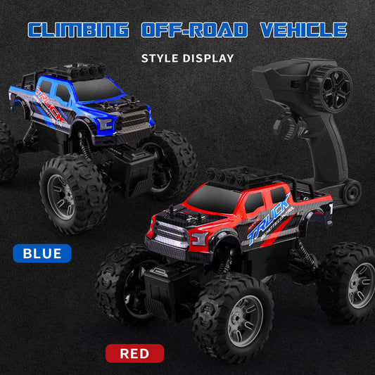 RC Car All Terrain 4WD Electric Vehicle with 2.4 GHz Remote Control, Climbing Off-Road Truck with LED Headlight and Two Rechargeable Batteries,Toys Gifts for Adults Boys