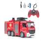 1:20 RC Water Tank Fire Truck and Cloud Ladder Fire Truck 2-in-1, 6-Channel, Manually Press to Spray Water, Light+Music, 12 Meters Remote Control Distance, Toys for Children, Christmas Gifts