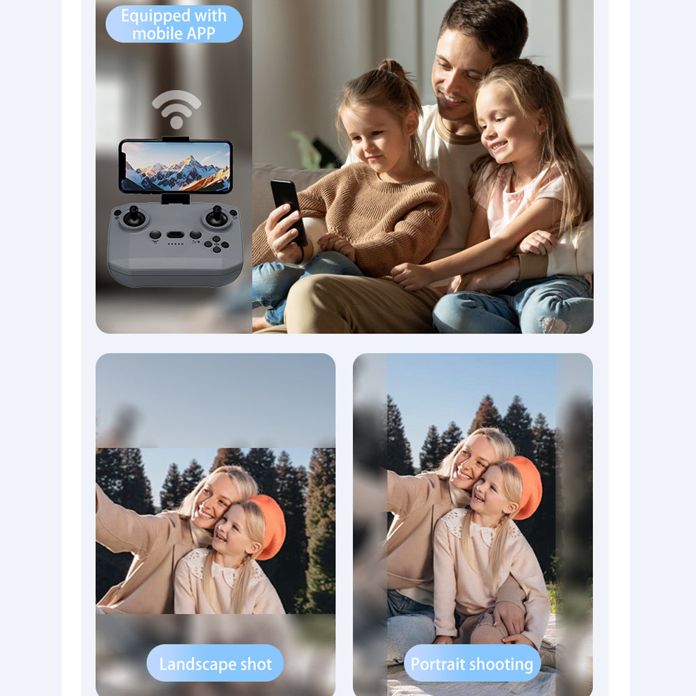 Intelligent Aerial Photography Drone with 4K HD Dual Cameras,Mini RC Quadcopter,Headless Mode,Four-sided Obstacle Avoidance,Cool Light,Gift Toy for Kids Adults,3 Batteries