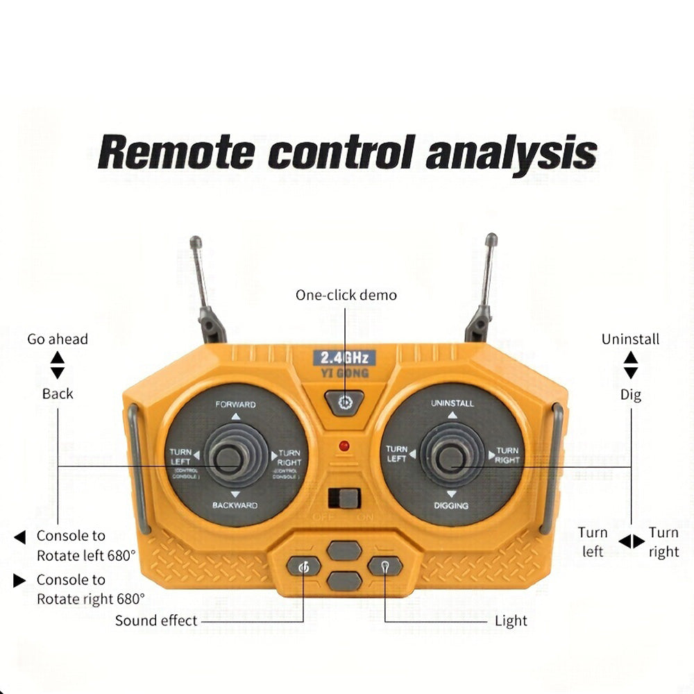 SKYMONSTER 1:20 Remote Control Excavator,11 Channel RC Construction Vehicles Toys,2.4Ghz Sand Digger Truck with Metal Shovel 680° Rotation,for Boys Kids Age 6+ Year Old